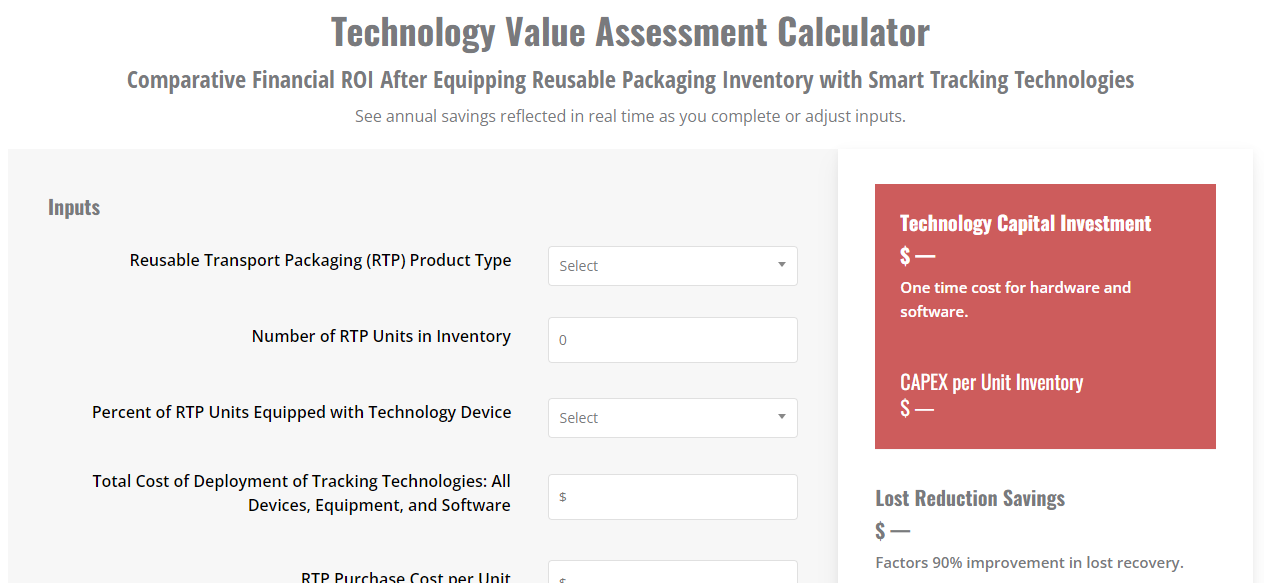 New Value Assessment Calculator Quantifies the Potential Cost Savings Impact of Tracking Technologies for Reusable Packaging